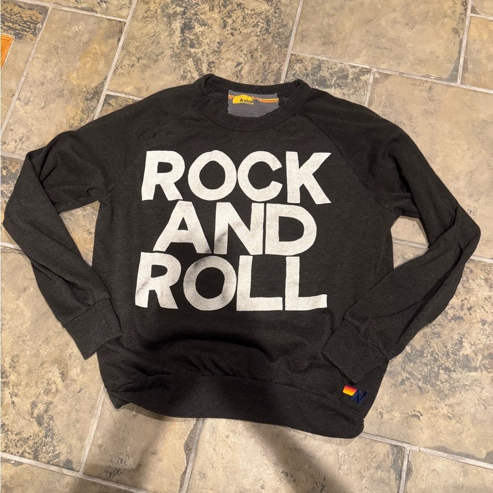 Aviator Nation Black 'Rock and Roll' Sweatshirt